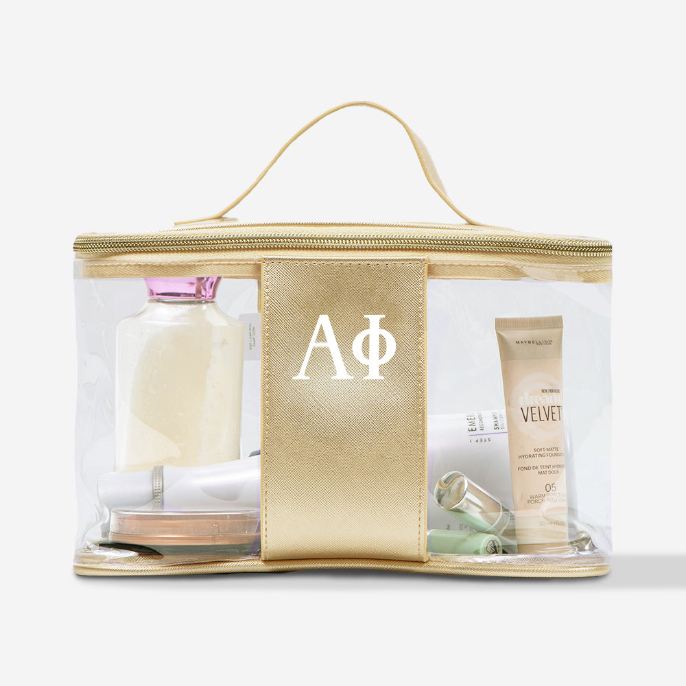 Alpha Phi Clear Train Case | Monogrammed Sorority Travel Accessories
