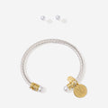 Monogrammed Pearl Cable Bracelet & Earring Set in Gold/Silver