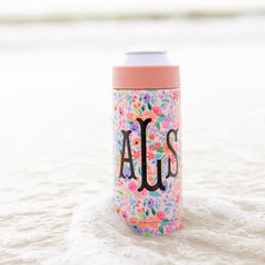 slim can koolie in sand - coral floral