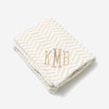 Personalized Plush Blanket in Neutral Herringbone