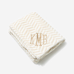 Personalized Plush Blanket in Neutral Herringbone