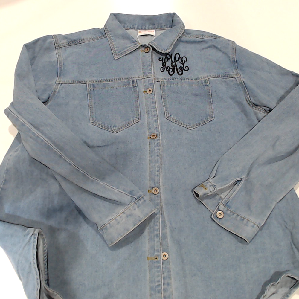 BLOOPER CLOTHING: Monogrammed Denim Shacket