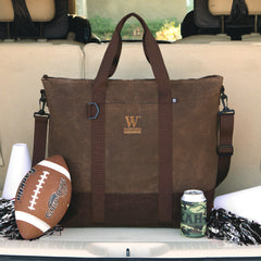 wofford terriers waxed canvas cooler at tailgate