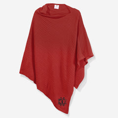 monogrammed poncho in crimson