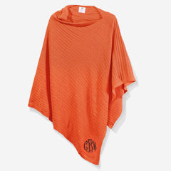 monogrammed poncho in orange