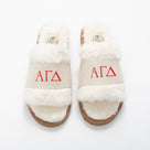 Alpha Gamma Delta Fuzzy Slippers | Ivory