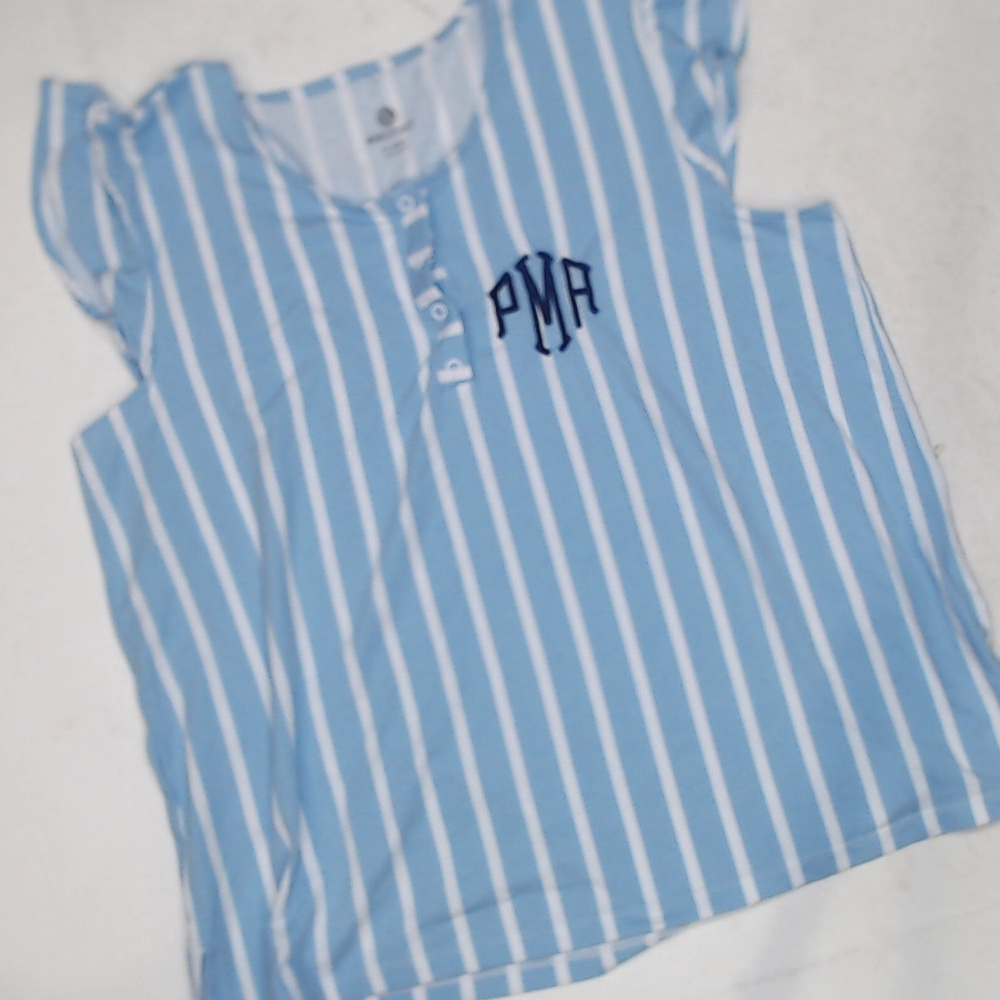 BLOOPER CLOTHING: Monogrammed Ruffle Pajama Top