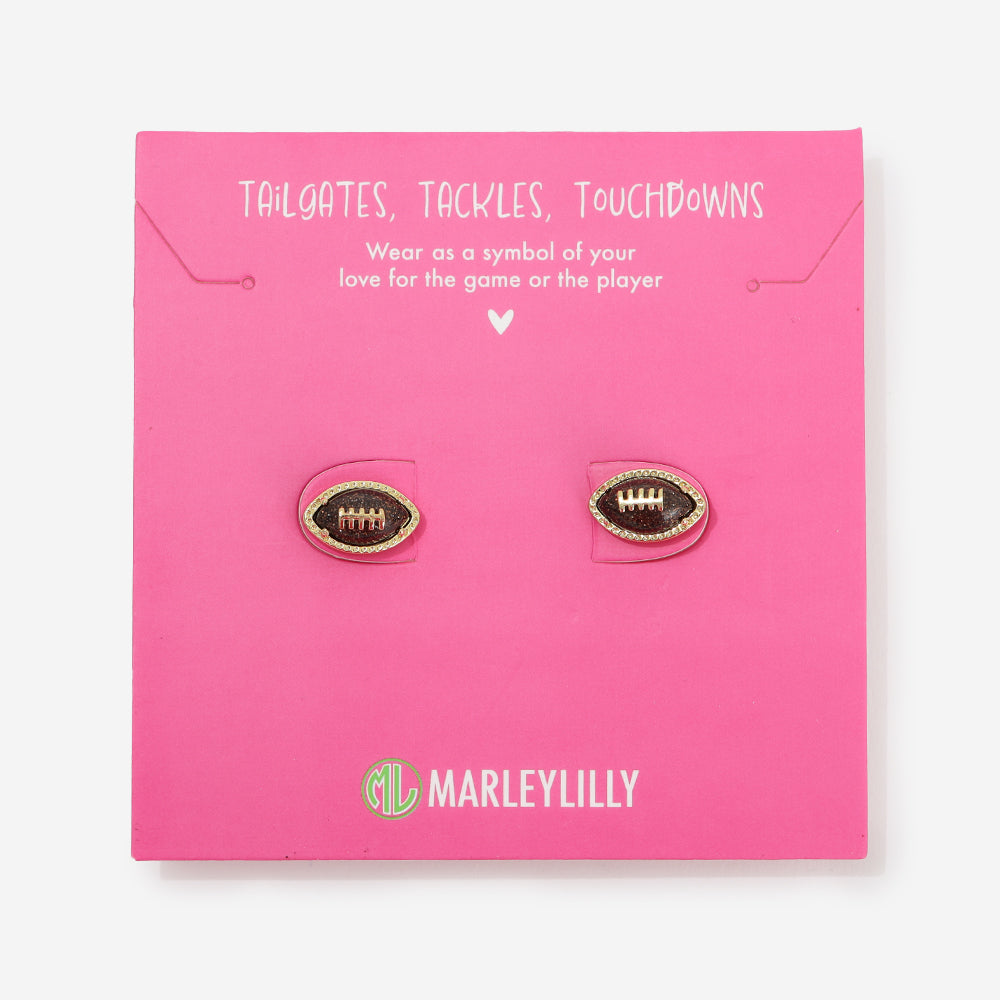 Football Earrings in Brown