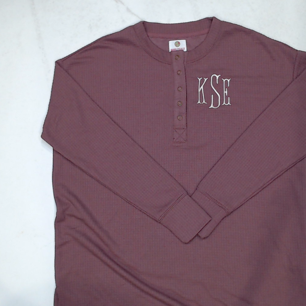BLOOPER CLOTHING: Monogrammed Waffle Henley Tunic