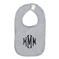 heather grey monogrammed baby bib