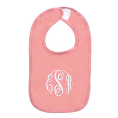 mauve monogrammed baby bib