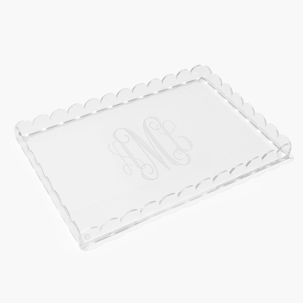 Monogrammed Scallop Acrylic Tray
