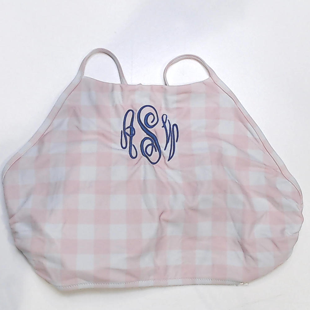 BLOOPER SWIM: Monogrammed High Neck Bikini Top
