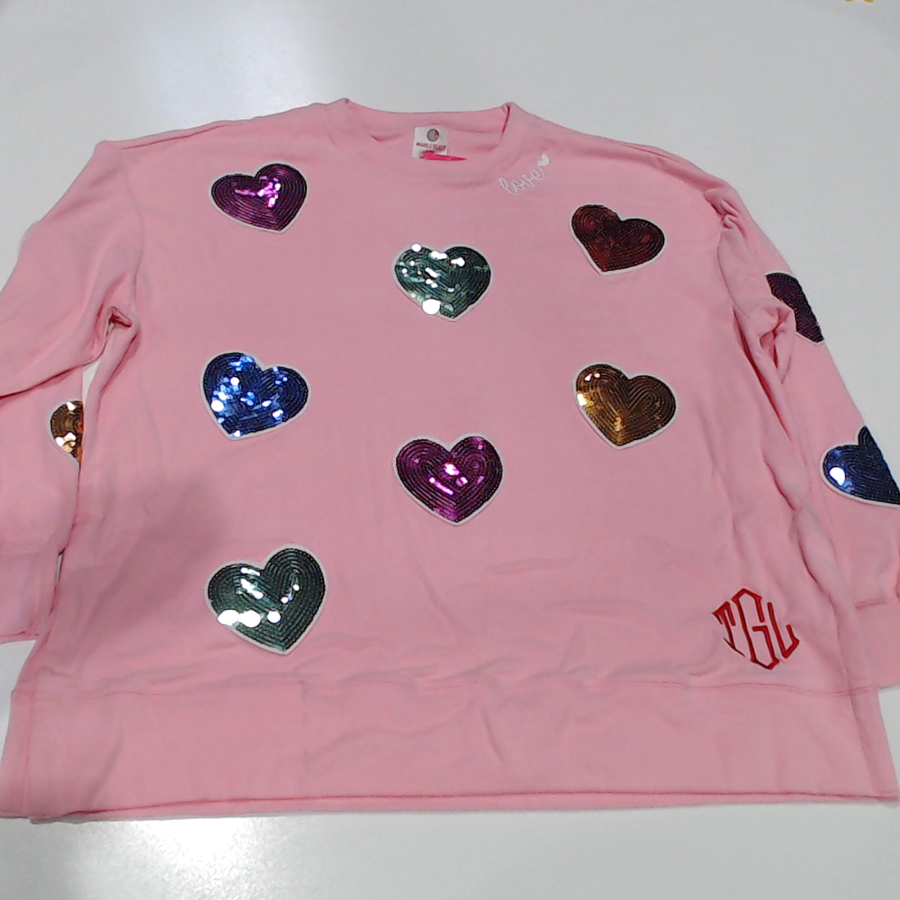 BLOOPER CLOTHING: Monogrammed Sequin Hearts Sweatshirt