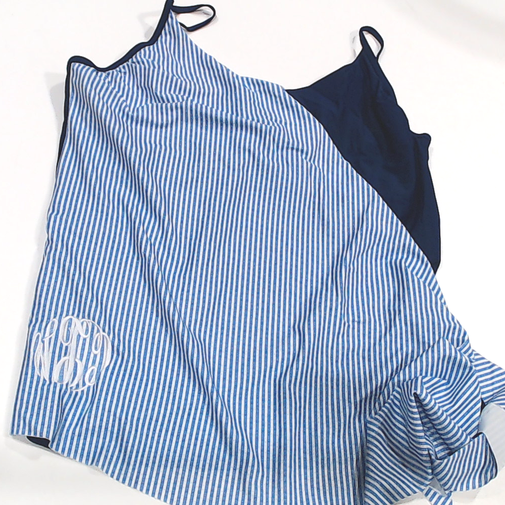 BLOOPER SWIM: Monogrammed Ruched Tankini