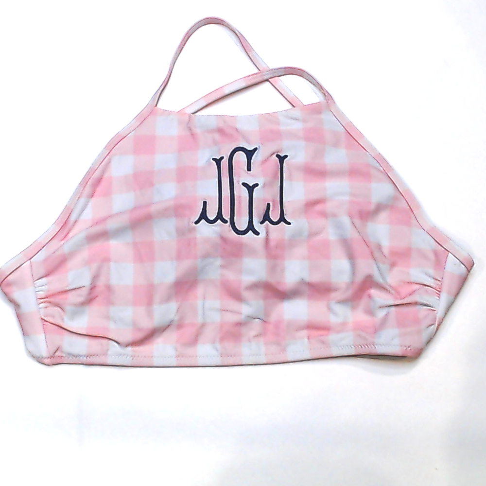 BLOOPER SWIM: Monogrammed High Neck Bikini Top