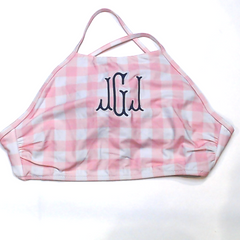 BLOOPER SWIM: Monogrammed High Neck Bikini Top