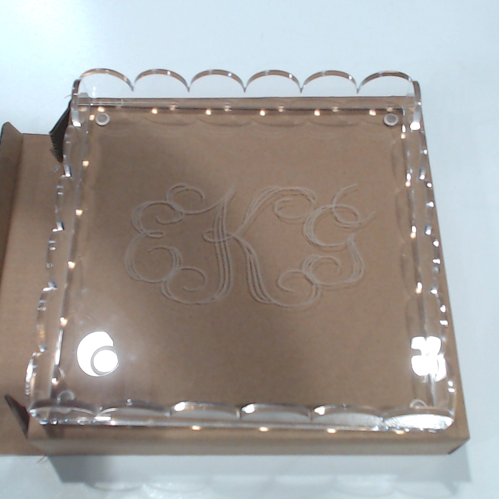 BLOOPER ACCESSORY: Monogrammed Scallop Acrylic Valet Tray