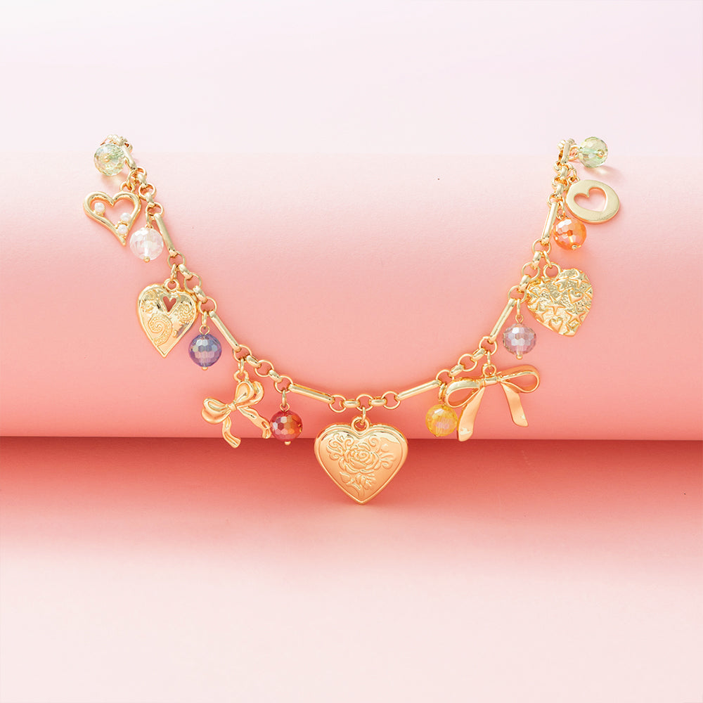 beaded charm necklace studio shot