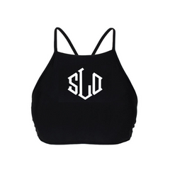 BLOOPER SWIM: Monogrammed High Neck Bikini Top