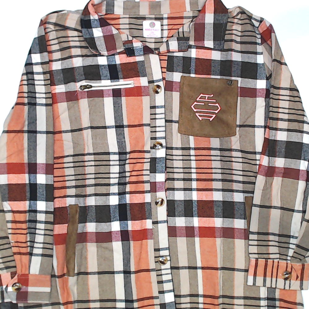 BLOOPER CLOTHING: Monogrammed Plaid Shirt Jacket