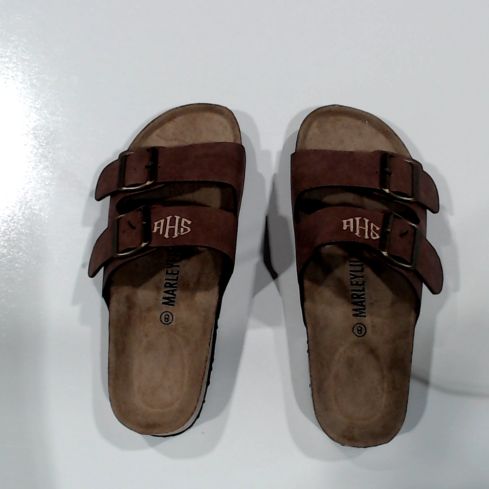 BLOOPER SHOES: Monogrammed Double Strap Sandals