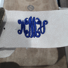 BLOOPER SHOES: Monogrammed Double Strap Sandals