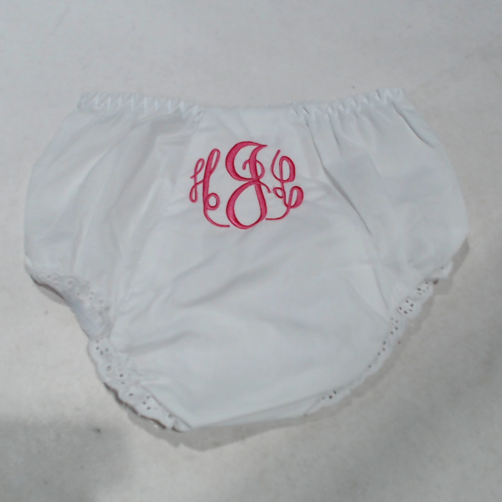 BLOOPER KIDS: Monogrammed White Eyelet Baby Bloomers