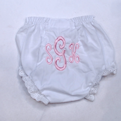 BLOOPER KIDS: Monogrammed White Eyelet Baby Bloomers