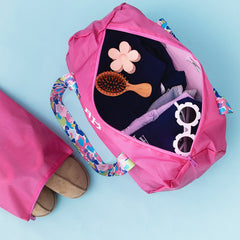 watercolor cheetah kids activity bag from above