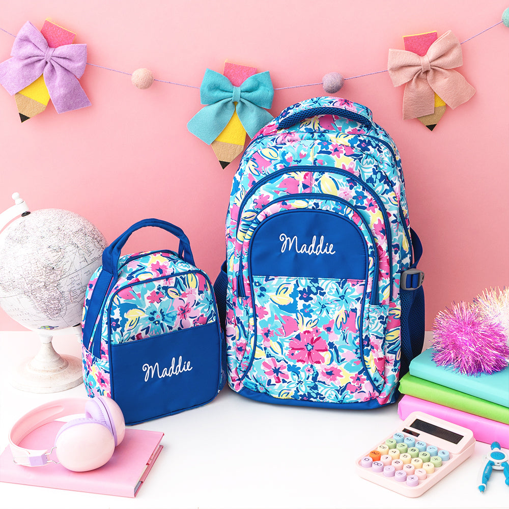 watercolor whimsy backpack and lunch box duo