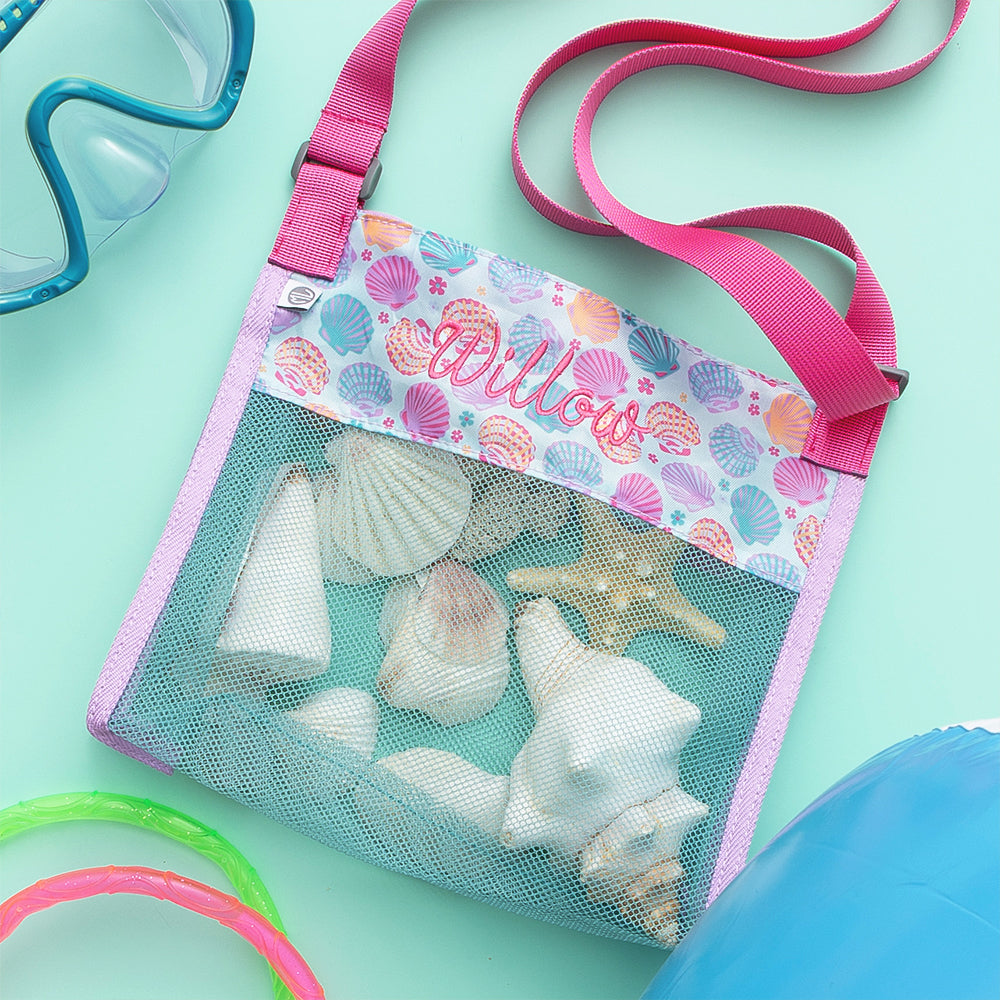 salty seashells seashell bag flatlay