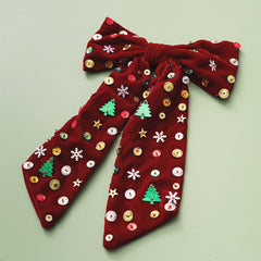 christmas velvet bow on green