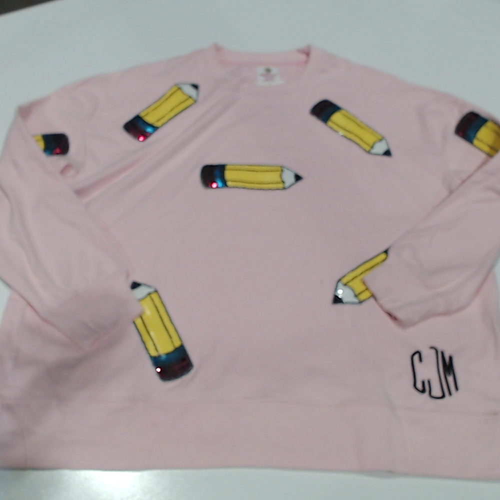 BLOOPER CLOTHING: Monogrammed Sequin Teacher Sweatshirt