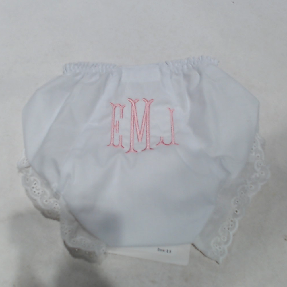 BLOOPER KIDS: Monogrammed White Eyelet Baby Bloomers