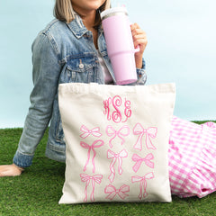 pink bows bow tote with tumbler
