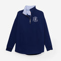 Monogrammed Quarter Zip Sweatshirt in Blue Shells