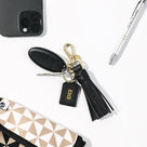 Monogrammed Tassel Key Fob | Black