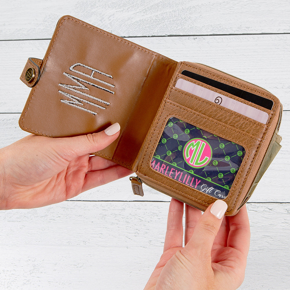 Monogrammed Square Wallet Card Slots