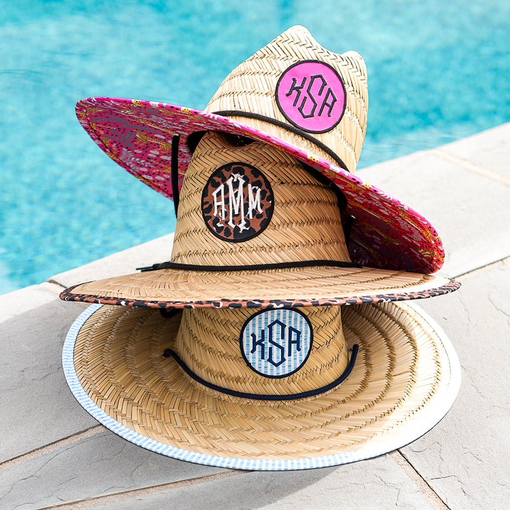 trio straw hats stacked