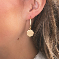 gold monogrammed hoop earrings