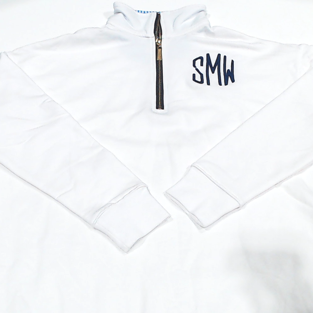 BLOOPER CLOTHING: Monogrammed Quarter Zip Sweatshirt