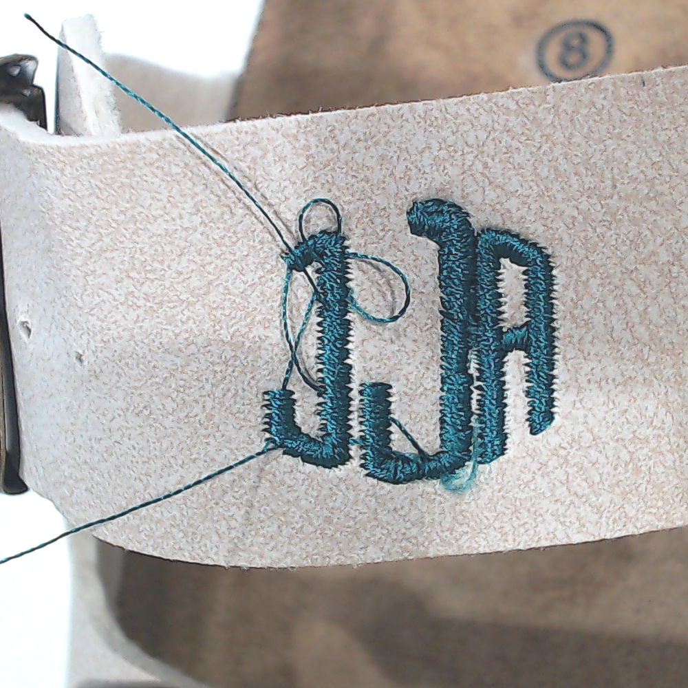 BLOOPER SHOES: Monogrammed Double Strap Sandals