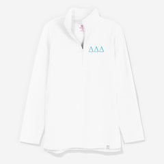 Delta Delta Delta Pullover Sweatshirt in White | Custom Sorority Quarter Zip
