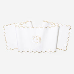 Monogrammed Scalloped Table Runner in Khaki