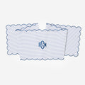 Monogrammed Scalloped Table Runner in Navy Seersucker