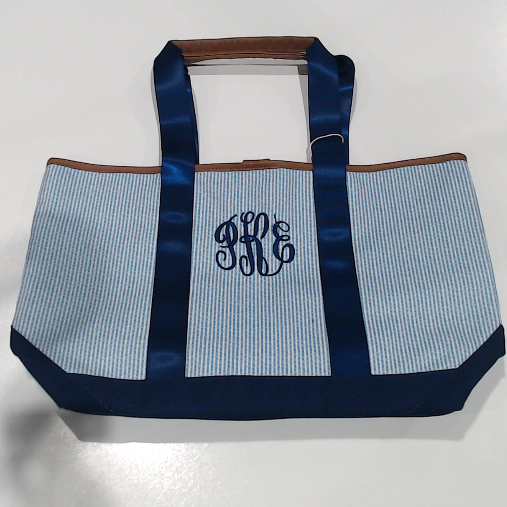 BLOOPER BAG: Monogrammed Seersucker Tote Bag