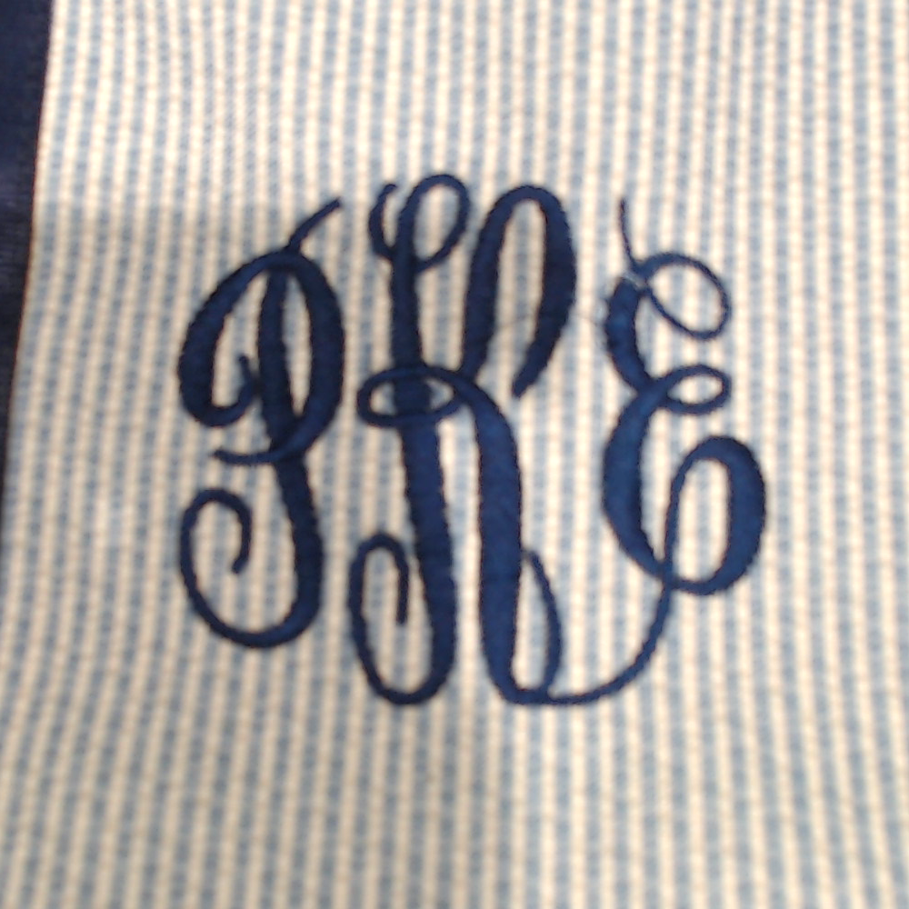 BLOOPER BAG: Monogrammed Seersucker Tote Bag