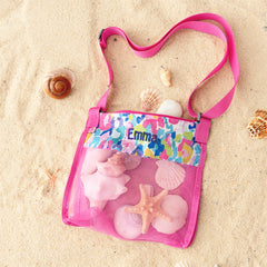 watercolor cheetah seashell bag in sand