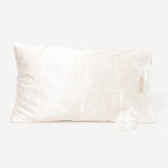 Monogrammed Satin Pillowcase and Scrunchie in white
